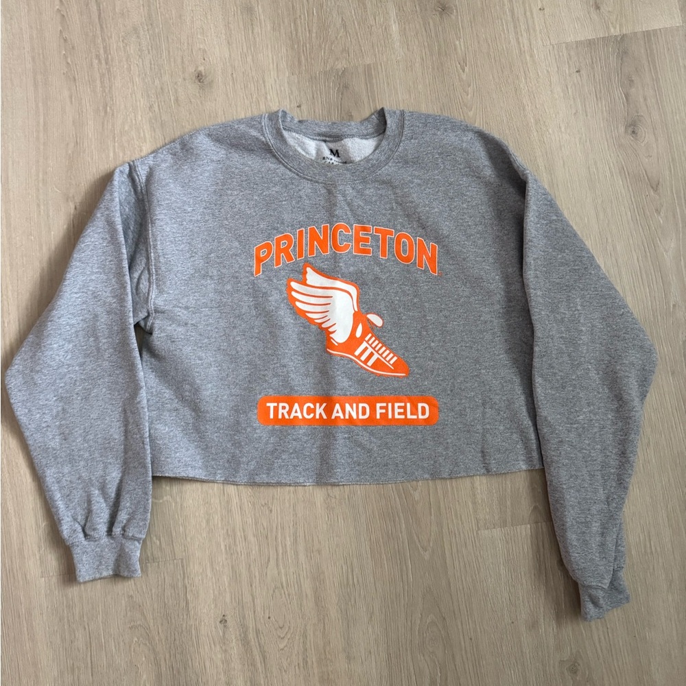 Gray Princeton Track and Field Crop Sweatshirt